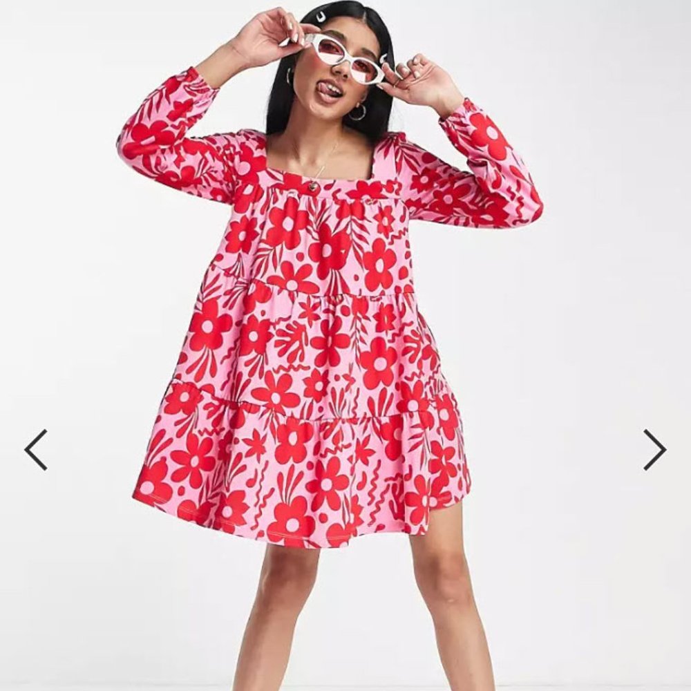 ASOS DESIGN floral short mini dress SIZE S